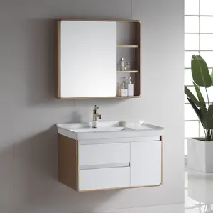 Alta qualidade & melhor preço banheiro vanity montado parede pedra sintered armário banheiro pvc armário