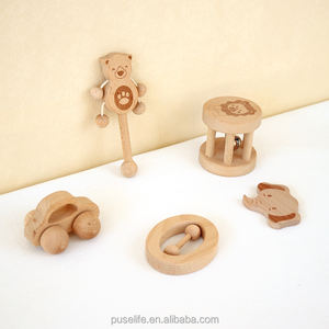 Puszlife – <span class=keywords><strong>anneau</strong></span> de <span class=keywords><strong>dentition</strong></span> en bois de hêtre pour bébé, jouets sensoriels <span class=keywords><strong>Montessori</strong></span>, <span class=keywords><strong>anneau</strong></span> de <span class=keywords><strong>dentition</strong></span>, hochet avec cloches, sucette pour bébé, vente en gros, 100% - Product Image 4