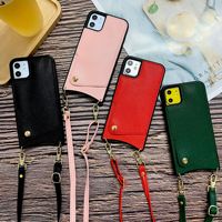 Étui de téléphone en cuir avec lanière tour de cou et bandoulière pour iPhone 17 Pro Max, fonction portefeuille