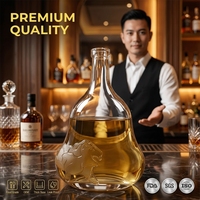 Bouteille de liqueur en verre de luxe Solent en forme de poire 500ml, carafe à spiritueux Bell, Brandy XO, vente en gros, fournisseur d'usine, fabricant