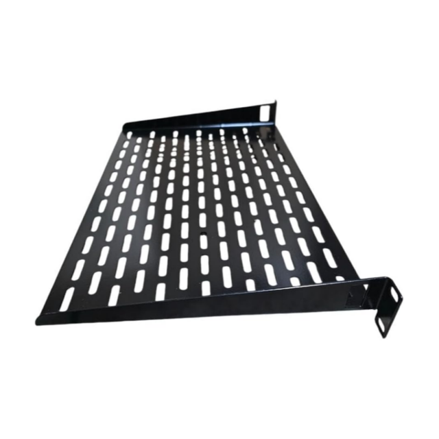 Hot Sale High Carbon Steel Black Powder Coated 1U 2U Server Rack Shelf Vented Rack Mount Cantilever Tray 16" 19" Network ISO9001