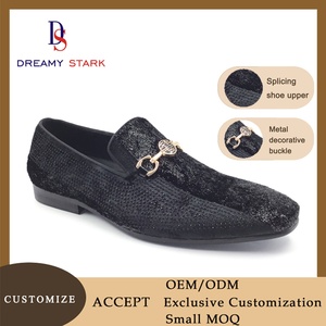 Retro Handmade Comfort Light Slip-On Winter Printed Wedding Autumn Shoe Black <b>Sequin</b> <b>Material</b> Custom Logo Small Diamond Accents - Product Image 2