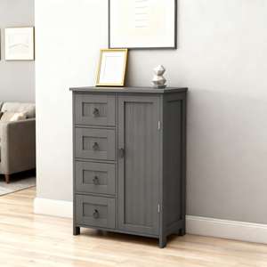 ארון עץ מודרני גדול עץ שידה יהירות 4 עיצוב מגירות - Product Image 2