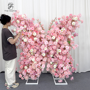 Schmetterlingsförmige Künstliche Blumenarrangements Rosa Seidenblumen-Dekorationen für Hochzeits-Event-Hintergründe und Tischdekoration - Product Image 1