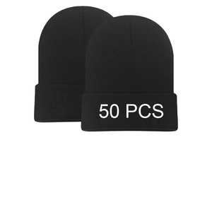 50 Pcs Unisex Blank Beanie <b>Men</b> <b>Winter</b> <b>Hats</b> Bulk Pack Black Beanies for Women Knitted <b>Hat</b> Stocking Caps Us Warehouse - Product Image 1