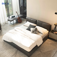 Ensemble de meubles modernes de chambre à coucher de luxe cadre de lit King Size en cuir véritable personnaliser la couleur lits de qualité supérieure carton dur en bois massif chêne