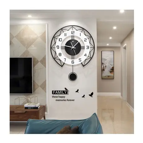 Montre murale muette horloge murale mode maison paysage décoration moderne ornements atmosphère horloge murale simple