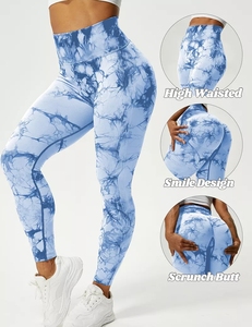 High Waist Push-Up Po Lifting Sexy Tie-Dye Nahtlose Workout Scrunch Damen Leggings Yoga Hosen - Product Image 3