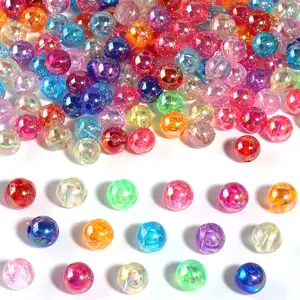 Großhandel klar UV Acryl Runde facettierte Kugeln Perlen Diy Kunststoff Kristall Acryl Perlen Disco Chunky Facette Perlen