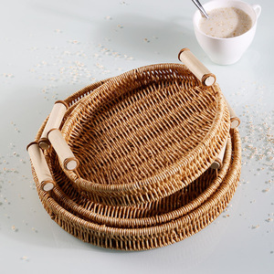 Rattan Woven Household Storage <strong>Tray</strong> Different Sizes Of Woven Food <strong>Baskets</strong> Snack Storage <strong>Basket</strong> - Product Image 5