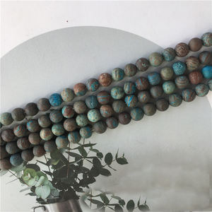 Cuentas Sueltas <span class=keywords><strong>de</strong></span> <span class=keywords><strong>Jaspe</strong></span> Azul Otoñal, Ágata Azul Encaje, Lapislázuli Redondo, Acabado Mate Natural para la Elaboración <span class=keywords><strong>de</strong></span> Joyas - Product Image 6