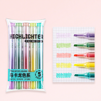 LANGUO – ensemble de stylos surligneurs aux couleurs macaron, encre à base d'eau, mignons, pastel, encre à base d'eau, lisse, séchage rapide, fournitures de papeterie pour le bureau et l'école