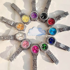 Jam tangan kuarsa pria, arloji unik bergaya Hip-Hop Eropa 2025, bertatahkan berlian Romawi populer baja tahan karat asing - Product Image 4