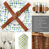 Panier de pique-nique en bois de luxe personnalisé, grand format XL, avec doublure en tissu, poignée familiale, échantillon de café, simple, en coton