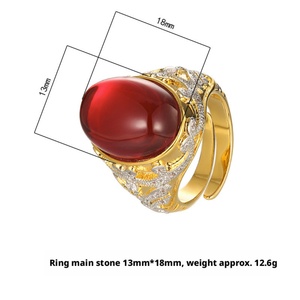 Fashion Jewelry Eco-friendly Copper Gold Plated Oval Cut 13*18MM Blue Cubic Zirconia Big <b>Statement</b> <b>Rings</b> for Women - Product Image 6