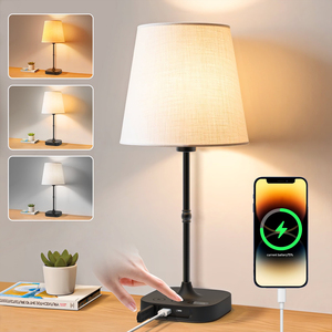 <b>Bedside</b> Table <b>Lamp</b> for Bedroom,Dimmable <b>Touch</b> Table <b>Lamp</b> with USB Port,Rechargeable Desk <b>lamp</b> with Fabric Shade for Living Room - Product Image 1