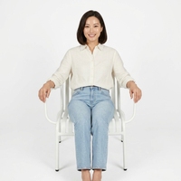 Fauteuil de jardin en aluminium blanc avec lattes, pour terrasse, jardin, cour, sièges de détente