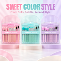 12 Buah Set Kuas Makeup Warna Pink untuk Foundation Concealer Blush Eyeshadow Powder Alat Kecantikan Perjalanan