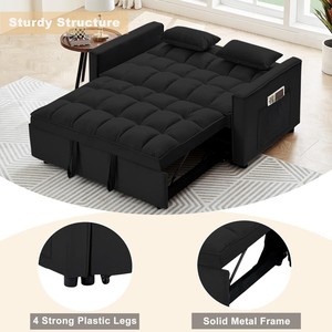 Modern Three-Seat Sectional Sofa Bed Foldable Velvet <strong>Futon</strong> for Apartment Made of <strong>Wood</strong> - Product Image 4