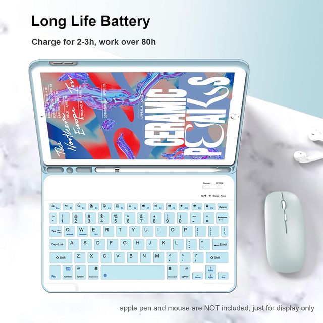 New Ultra Thin Universal Portable Slim Rechargeable Scissor BT5.0 Wireless Keyboard Case for iPad 9th/8th/7th Gen