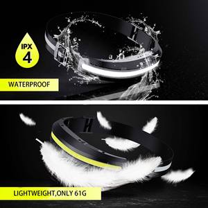 Head Torch Headlight Super Bright LED <strong>Headlamp</strong> Lamp Rechargeable Waterproof COB LED <strong>Headlamp</strong> for Fishing <strong>Running</strong> Dog Walking - Product Image 3