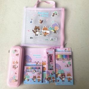 Juego de Papelería Escolar Infantil de Dibujos Animados 2024 con Regla de Plástico, Sacapuntas y Bolígrafos de Gel de Tinta Azul - Diseño Kawaii - Product Image 6