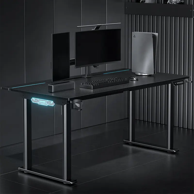 hight adjustable standing table QB adjustable gaming table with rgb lights electric adjustable gaming table