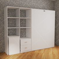 Lit invisible multifonctionnel sur mesure avec armoires de rangement et espace de bureau, design mural Murphy pour gagner de la place