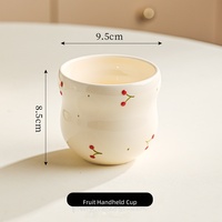 Tasses en céramique sans poignée à motif de fruits de dessin animé pour femmes et hommes, tasses à café et à dessert pour la maison et le bureau, tasses assorties pour couples, vente en gros