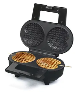 Sandwichera eléctrica con recubrimiento antiadherente, máquina para hacer waffles con 2 agujeros