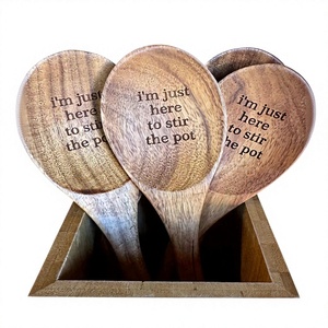 Ensemble de spatules en bambou, ustensiles de cuisine en bois gravés au laser, kit d'outils de cuisine, résistant au micro-ondes et au four - Product Image 1
