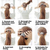 Jepit Rambut Lazy Bird Nest Plate, Penjepit Rambut Ekor Kuda yang Dapat Diperluas, Jepit Rambut Ajaib Beludru, Jepit Rambut Plastik untuk Penggunaan Sehari-hari Wanita dan Anak Perempuan