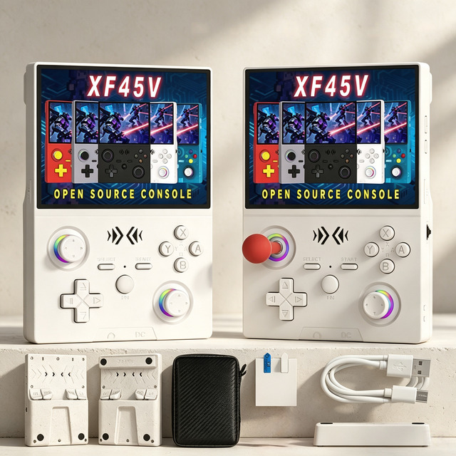 XF45V Open Source Retro Game Console, 64GB Dual Joystick, Support TF Card Expansion, Portable Classic Arcade Handheld Player