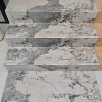 Nouveau modèle de marches d'escalier, carreaux de sol, marbre blanc panda, escalier de luxe, design en pierre