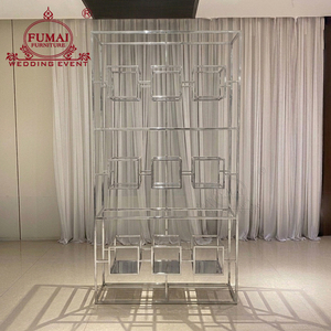 Restaurant Wedding Modern Stainless Steel & Glass Decorative Frame Wine Rack Display for Home Hotel & Outdoor Use - Product Image 4