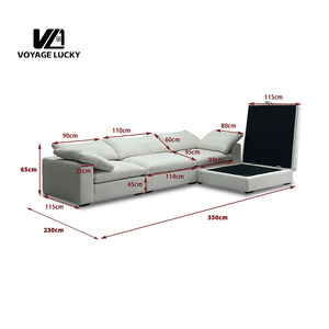 Sofá Seccional Moderno VL de Primera Calidad, Elegante Sofá Tapizado en Color Blanco, Sofá Seccional para Sala de Estar - Product Image 3
