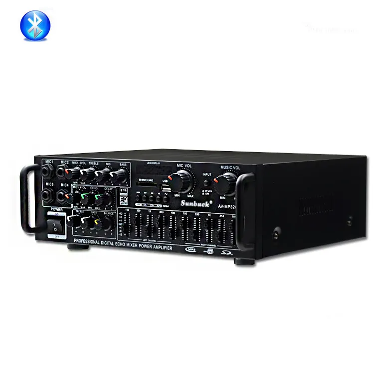 Kopen 4 Mic Input Thuis Karaoke Stereo Subwoofer Bass 2.0 Kanaals Auto Power Mixer Professionele Audio Versterkers