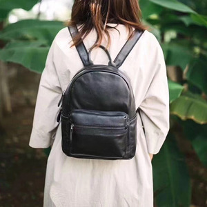 <b>Small</b> Genuine <b>Leather</b> <b>Backpack</b> For Women Lightweight Summer 2024 Everyday Use With Zipper Closure And Interior Pocket - Product Image 1