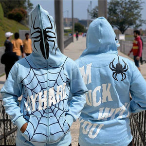 Sérigraphie personnalisée de haute qualité, poids lourd, Streetwear, toile d'araignée, sweat à capuche pour hommes - Product Image 1