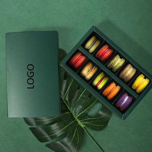 กล่องคุกกี้บิสกิตมาการองพิมพ์โลโก้เอง กล่องบรรจุภัณฑ์คุกกี้ทรงสี่เหลี่ยมพั<span class=keywords><strong>บ</strong></span>ได้ ย่อยสลายได้  ผิวด้านเคลือ<span class=keywords><strong>บ</strong></span>ลามิเนต พร้อมตัวแบ่ง - Product Image 1