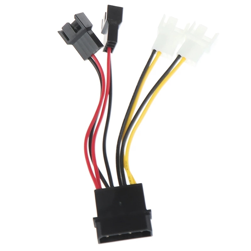 Lot 2 Câbles Adaptateurs Alimentation Ventilateur PC 5.5x2.1mm Vers 3/4 Broches - 12V 37 Cm Noir