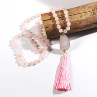 Collier long à pampilles en perles de pierre œil de tigre naturelle fait main pour femme, idéal pour le quotidien, les tenues décontractées et le bureau