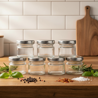 Petits pots en verre de 30 ml (1 oz) avec couvercles métalliques à vis - Mini pots à miel et à bougies pour l'artisanat, les épices, les faveurs de mariage et l'emballage