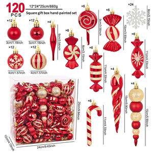 Venta caliente 120 piezas conjunto de decoración de bolas de Navidad Bolas de plástico impermeables de buena calidad gráficos impresos UV para fiesta - Product Image 4