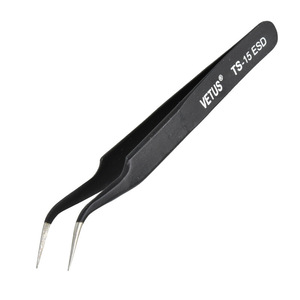 Vetus Tweezers TS-15ESD Antistatic Pointed Stainless Steel Non Magnetic <b>Precision</b> <b>Tool</b> - Product Image 1