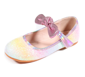 Chaussures plates pour enfants, nouveau design, magnifiques chaussures de princesse scintillantes en cristal pour filles avec nœud - Product Image 1