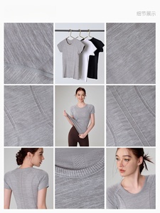 Chaqueta de Yoga Ajustada Antibacteriana sin Costuras para <span class=keywords><strong>Mujer</strong></span>, Manga Corta, Ligera, Cintura Ajustada, Nailon y Elastano, Ropa Deportiva para Ejercicio y Fitness - Product Image 5