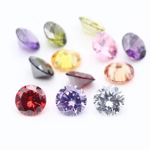 Hot sale synthetic CZ in a variety of colors loose gemstone 8 Hearts & 8 Arrows round cut high quality cubic zirconia