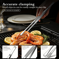 Pinces de cuisine professionnelles en acier inoxydable de 30 cm avec pointes dentelées, pinces de cuisson à tête ronde pour chef, barbecue, bar