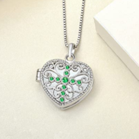 Collier croix pour femme en argent sterling avec pendentif cœur et pierres précieuses, bijoux en filigrane